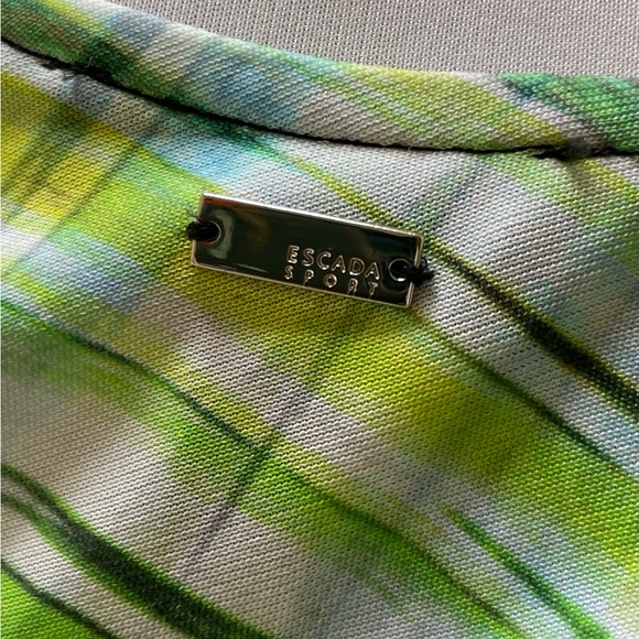 Vintage ESCADA Sport 00s Y2K “Fantasy” Draped Midi Tube Dress XS 32 Blue Green - Picture 7 of 10